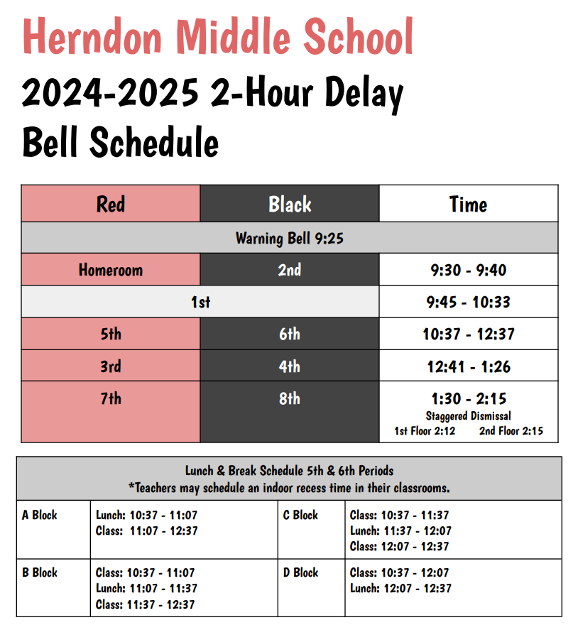 2 hour delay bell schedule